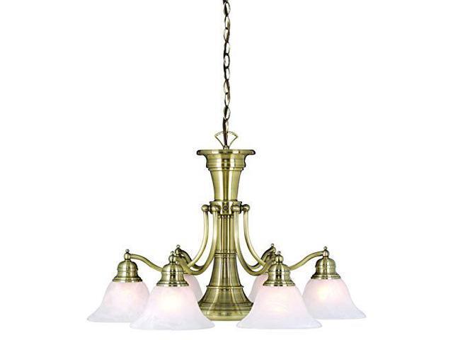 standford 6l antique brass chandelier with down light and switch