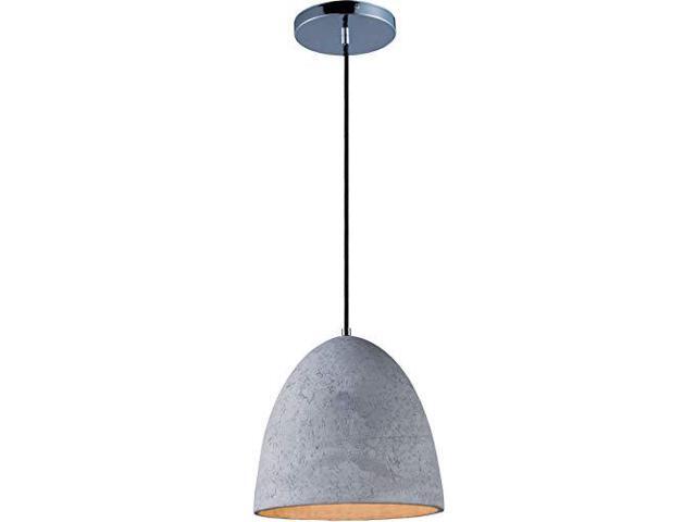 Maxim 12397GYPC Crete JA8 Compliant Unique Urban Concrete Shell LED Pendant Ceiling Light, 1-Light 11 Watt, 11'H x 12'W, Polished Chrome