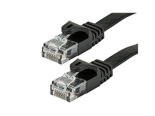 Monoprice Cat5e Ethernet Patch Cable - 2 Feet - Black Network Internet Cord - RJ45, Flat,Stranded, 350Mhz, UTP, Pure Bare Copper Wire, 30AWG