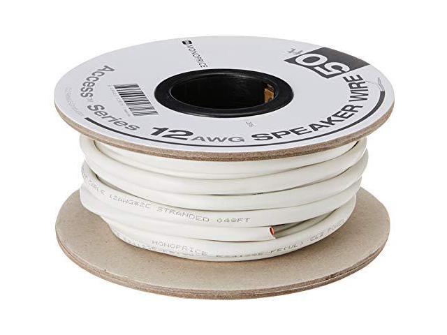 Monoprice Access Series 12 Gauge AWG CL2 Rated 2 Conductor Speaker Wire / Cable - 50ft Fire Safety In Wall Rated, Jacketed In White PVC Material...