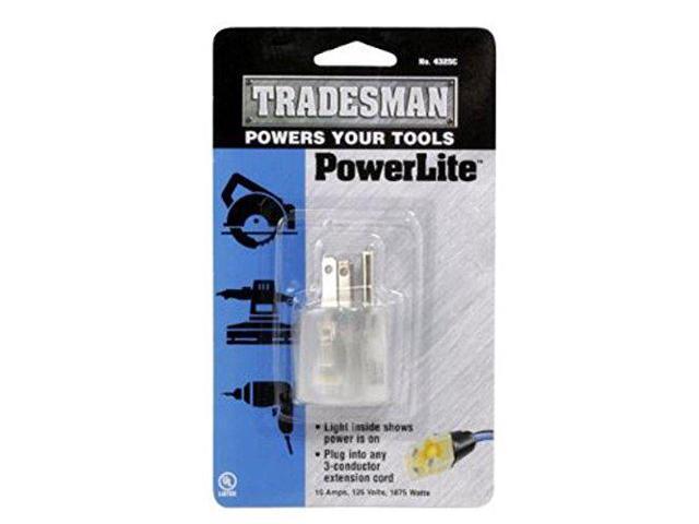 Woods Tradesman 4325C Adapter Plug With Lighted End (15-Amp, Clear), 1-Outlet