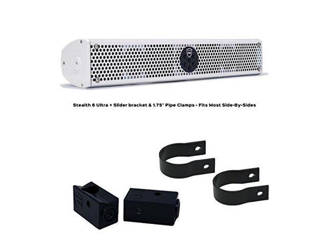 Wet Sounds Stealth 6 Ultra V2 White + Utv Mounting Kit, Slider Bracket And Round 1.75' Tube Clamp