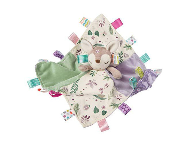 Taggies Soothing Sensory Stuffed Animal Security Blanket, Flora Fawn, 13 X 13-Inches