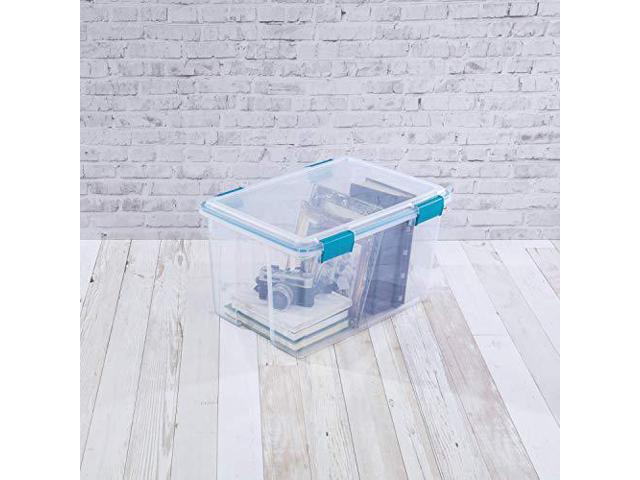 Sterilite 54 Quart Gasket Box in Clear with Blue Latches 19344304
