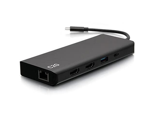 C2G 4K USB C Dual Monitor Dock HDMI Ethernet USB 3.5mm & 60W Power C2G54488