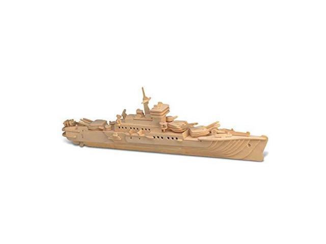 Puzzled 3D Puzzle Battleship Navy Ship Wood Craft Construction Kit Educational DIY Wooden Toy Assemble Model Unfinished Craft Hobby Navy Ship. photo