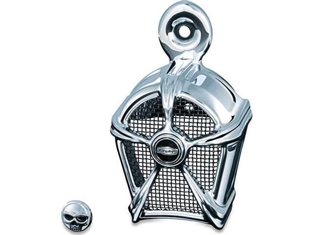 Kuryakyn 7296 Motorcycle Accessory: Mach 2 Horn Cover for 1995-2019 Harley-Davidson Motorcycles, Chrome with Black Mesh
