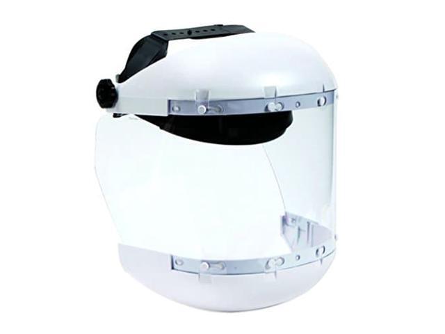 Sellstrom Dual Crown Safety Face Shield with Ratchet Headgear, Clear Tint, Anti-Fog Coating, White, S31140