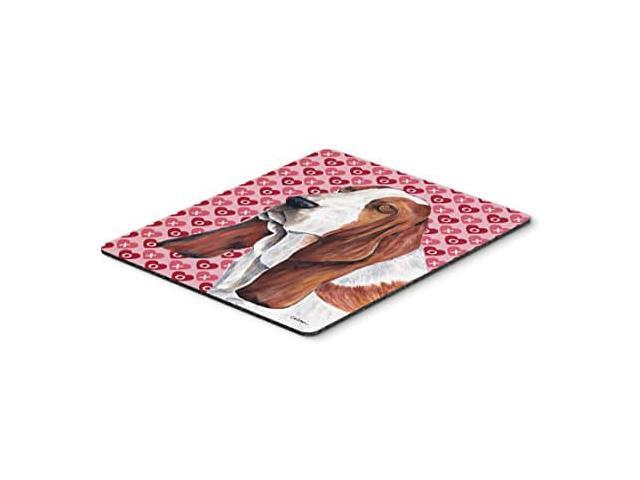 Carolines Treasures SC9267MP Basset Hound Hearts Love and Valentines Day Mouse Pad, Hot Pad or Trivet, Large, Multicolor