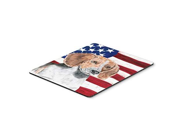 Carolines Treasures SC9523MP English Foxhound USA American Flag Mouse Pad, Hot Pad or Trivet, Large, Multicolor