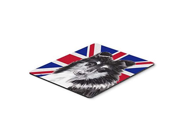Carolines Treasures SC9885MP Black and White Collie with English Union Jack British Flag Mouse Pad, Hot Pad or Trivet, Large, Multicolor
