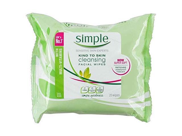 Simple Sensitive Skin Makeup Removing Cleansing Wipes No Harsh Chemicals 3 Packs of 25 Wipes