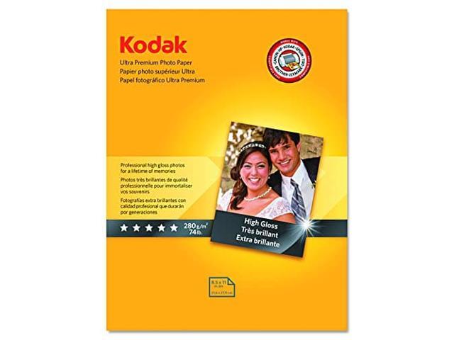 kodak ultra premium photo paper for inkjet printers, gloss finish, 10.7 mil thickness, 25 sheets, 8.5? x 11? (8366353),white