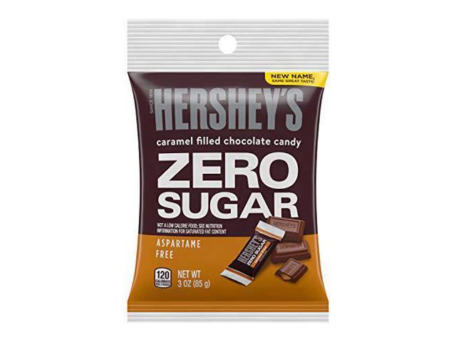HERSHEYS Sugar Free Caramel Filled Chocolate Candy Bars, Individually Wrapped, 3 oz Bag
