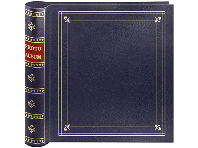 Pioneer Photo 200-Pocket Coil Bound Cover Photo Album for 4 by 6-Inch Prints, Bay Navy Blue Leatherette with Gold Accents