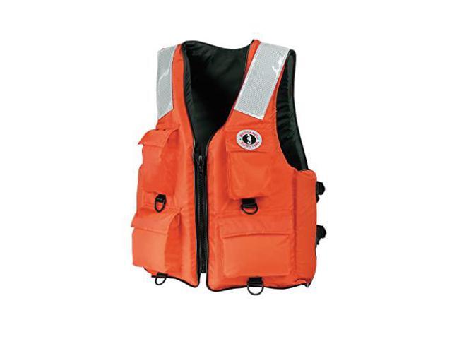 Mustang Survival - Classic Industrial Vest with 4 Pockets & Solas Reflective Tape (Orange - XL) - USCG Approved, D-Rings, Solas reflectivity, 4...