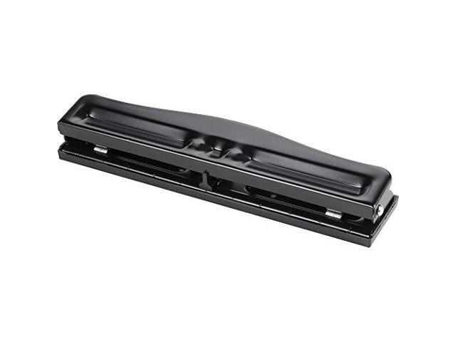 Business Source 3-Hole Punch Adjustable 1/4' Hole Size 8-10 Sht Cap. Black 65645