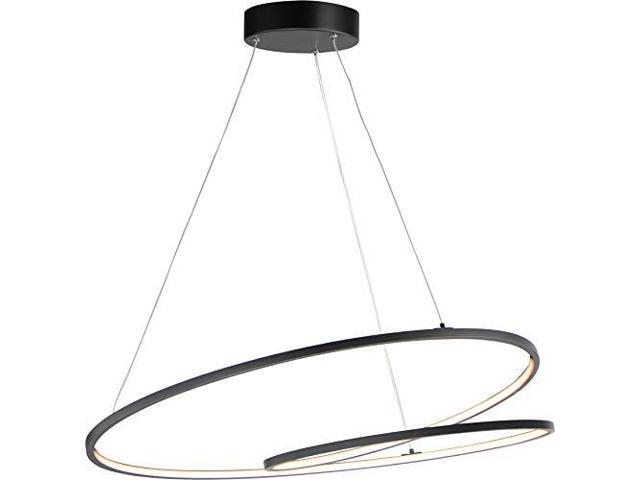 ET2 E21327-BK Cycle Playful Design Spiraling Acrylic LED Pendant Ceiling Lighting, 1-Light 98 Watt, 2'H x 32'W, Black