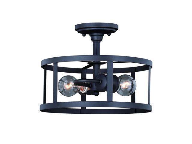 Akron 12-in W Bronze Farmhouse cage Semi Flush Mount ceiling Light