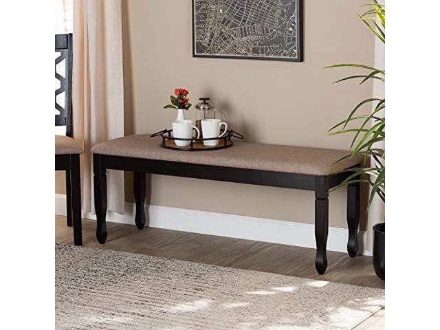 Baxton Studio Corey Modern and Contemporary Sand Fabric Upholstered and Dark Brown Finished Wood Dining Bench