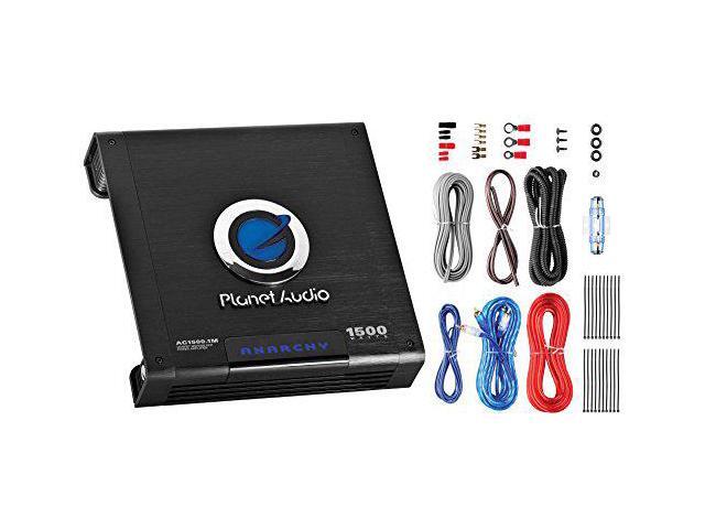 Planet Audio AC1500MK Car Amplifier and 8 Gauge Wiring Kit - 1500 Watts Max Power, 2/4 Ohm Stable, Class AB, Monoblock, Mosfet Power Supply, Remote...