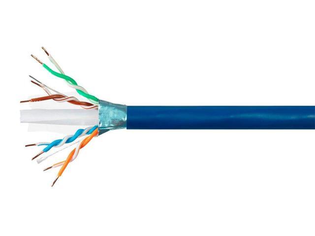 Monoprice Cat6A Plus Bulk Ethernet Network Cable - 1000ft - Blue, Bare Copper, 650MHz, F/UTP, Solid, Riser-Rated (CMR), 23AWG, 10G - Entegrade Series