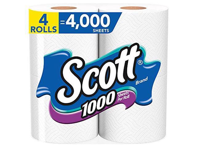 Scott 1000 Sheets Per Roll Toilet Paper, 4 Rolls, Bath Tissue