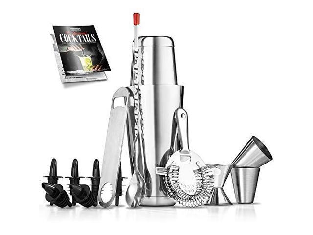 Nutrichef Mixology Bartender cocktail Shaker Set - 15 & 30 oz Stainless Steel cocktail Bar Set Mix Drink Shaker Kit - Essentials Martini Making Kit...