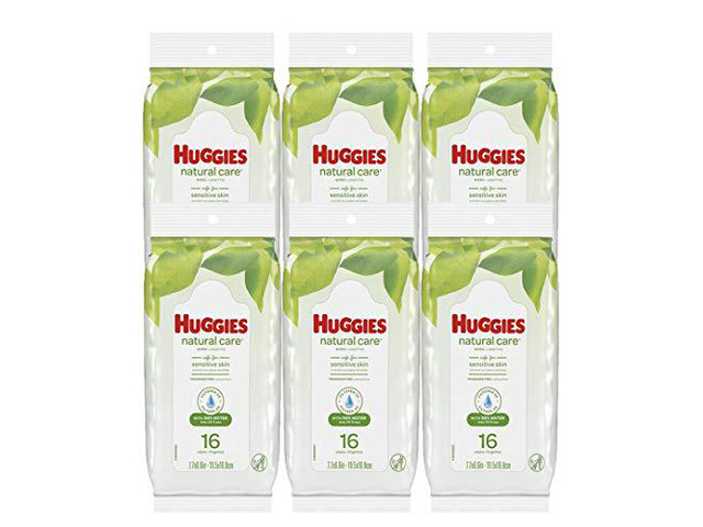 Huggies Natural Care Fragrance Free Baby Wipes 16 Count (6 Pack)