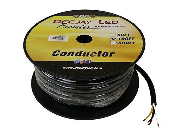 Deejay Led 100 Feet Of Four Conductor 14 Gauge Cable In Black Flexible Casing.