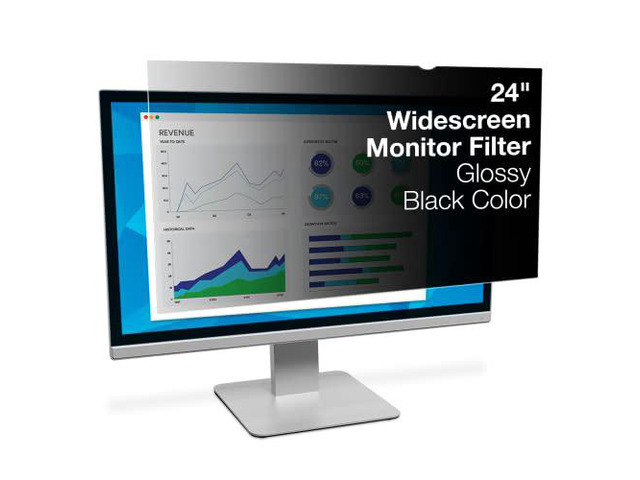 3M Privacy Filter for 24 Inch Widescreen Monitor, Reversable Gloss/Matte, Reduces Blue Light, Screen Protection, 16:9 Aspect Ratio (PF240W9B), Black