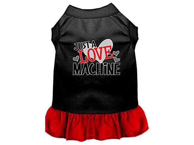 Mirage Pet Product Love Machine Screen Print Dog Dress Black with Red Lg photo