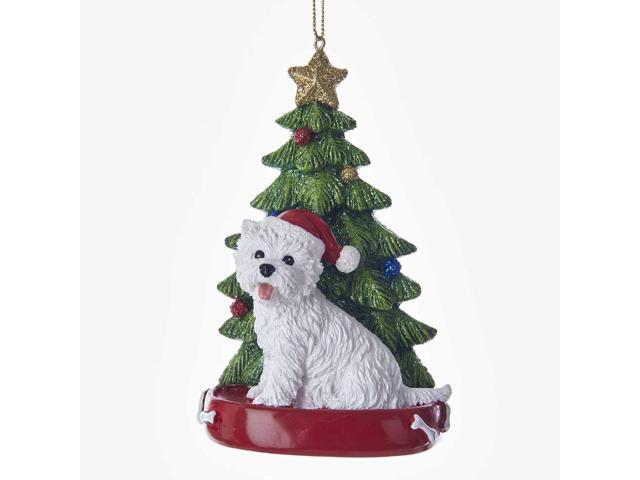 Kurt S Adler West Highland Terrier Wearing Santa Hat with christmas Tree Ornament c7615WH New