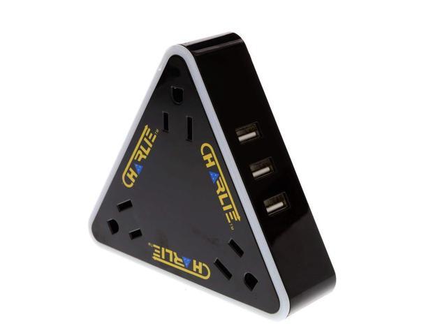 connect charlie 12- in-1 Surge Protector & USB charger (Black)