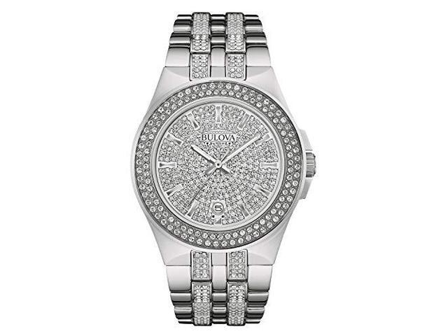 Bulova Crystal Quartz Mens Watch, Stainless Steel, Silver-Tone (Model: 96B235)