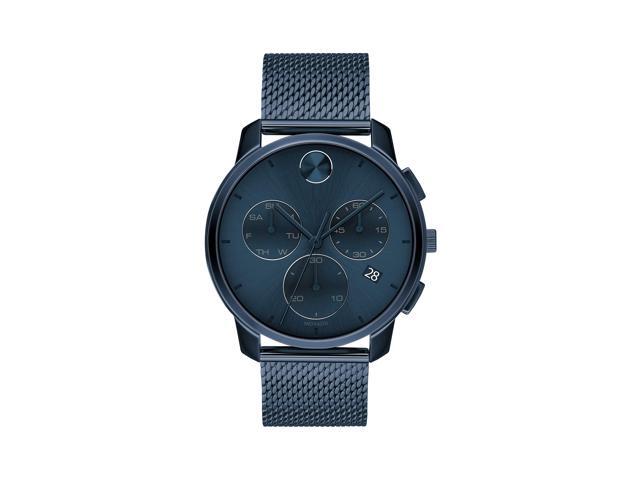 Movado Bold Thin Mens Swiss Quartz Stainless Steel and Mesh Bracelet casual Watch, color: Blue (Model: 3600633)