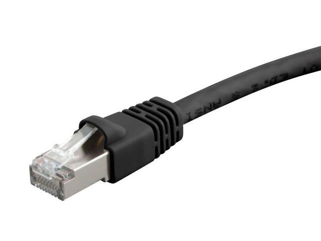 Monoprice Cat6A Ethernet Patch Cable - 10 Feet - Black Network Internet Cord - RJ45, 550Mhz, STP, Pure Bare Copper Wire, 10G, 26AWG