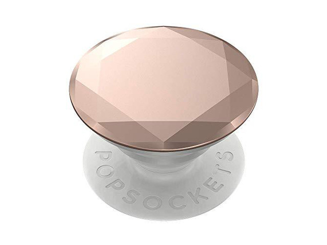 PopSockets PopGrip: Phone Grip and Phone Stand, Collapsible, Swappable Top, Metallic Diamond Rose Gold
