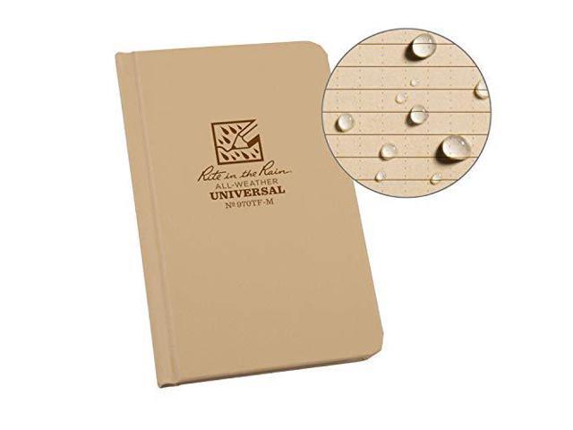 Rite in the Rain Weatherproof Hard Cover Notebook, 4 1/4' x 6 3/4', Tan Cover, Universal Pattern (No. 970TF-M)