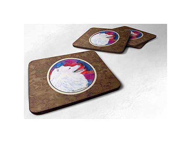 Carolines Treasures Samoyed Foam Coasters (Set of 4), 3.5' H x 3.5' W, Multicolor