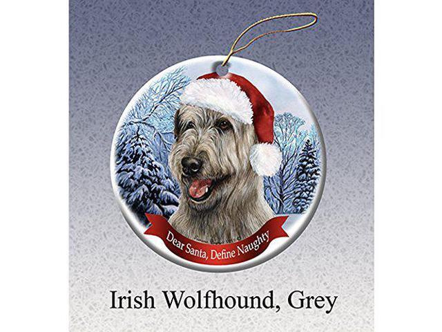 Holiday Pet Gifts Irish Wolfhound, Wheaten Santa Hat Dog Porcelain Ornament
