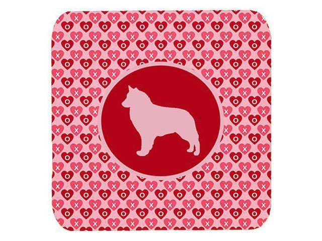 Carolines Treasures Belgian Sheepdog Valentine Hearts Foam Coasters (Set of 4), 3.5' H x 3.5' W, Multicolor