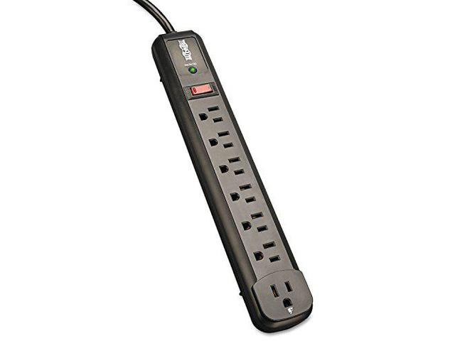 Tripp Lite TLP74RB Protect It! Surge Suppressor, 7 Outlets, 4 ft Cord, 1080 Joules, Black