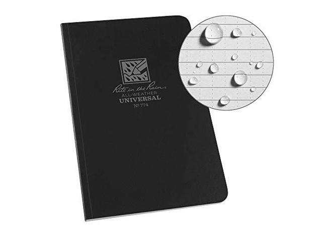 Rite in the Rain Weatherproof Soft Cover Notebook, Black Cover, Universal Pattern (No. 774), 7.25 x 4.625 x 0.375