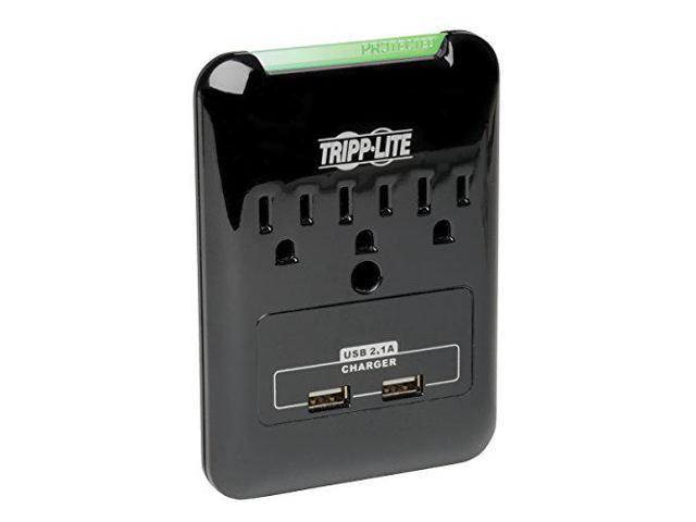 Tripp Lite 3 Outlet Portable Surge Protector Power Strip, Direct Plug in, 2 USB, & $5,000 Insurance (SK30USB) Black