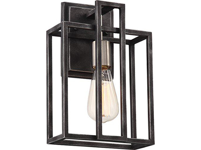 Nuvo 60/5856 One Light Vanity, 1Lt Wall Sconce, Iron Black with Brushed Nickel Accents Finish