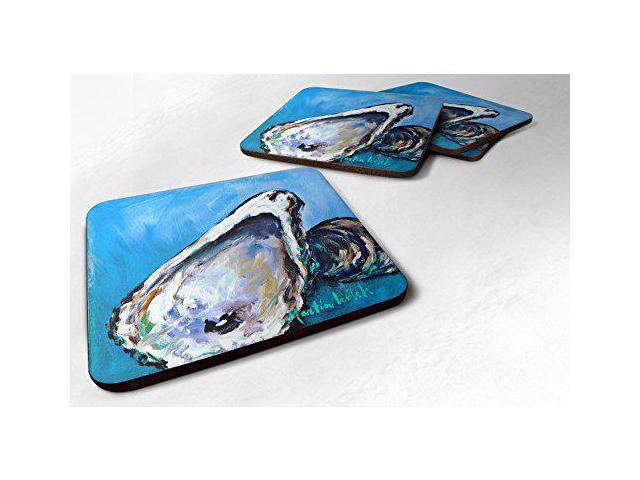 Carolines Treasures Oyster Oyster Blue Foam Coasters (Set of 4), 3.5' H x 3.5' W, Multicolor