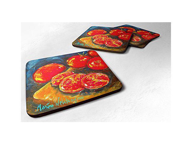Carolines Treasures Vegetables-Tomato Slice It Up Foam Coasters (Set of 4), 3.5' H x 3.5' W, Multicolor