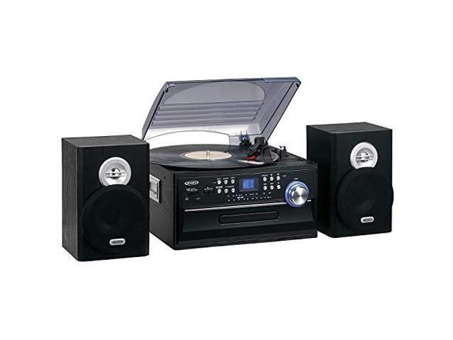 JENSEN JTA-475B 3-Speed Stereo Turntable with CD System, Cassette, and AM/FM Stereo Radio