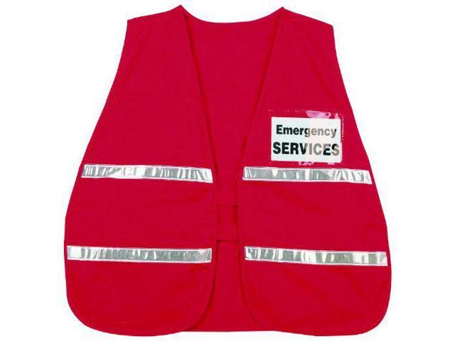 MCR Safety - 611ICV204 ICV204 Incident Command Polyester/Cotton Safety Vest with 1-Inch White Reflective Stripe, Red